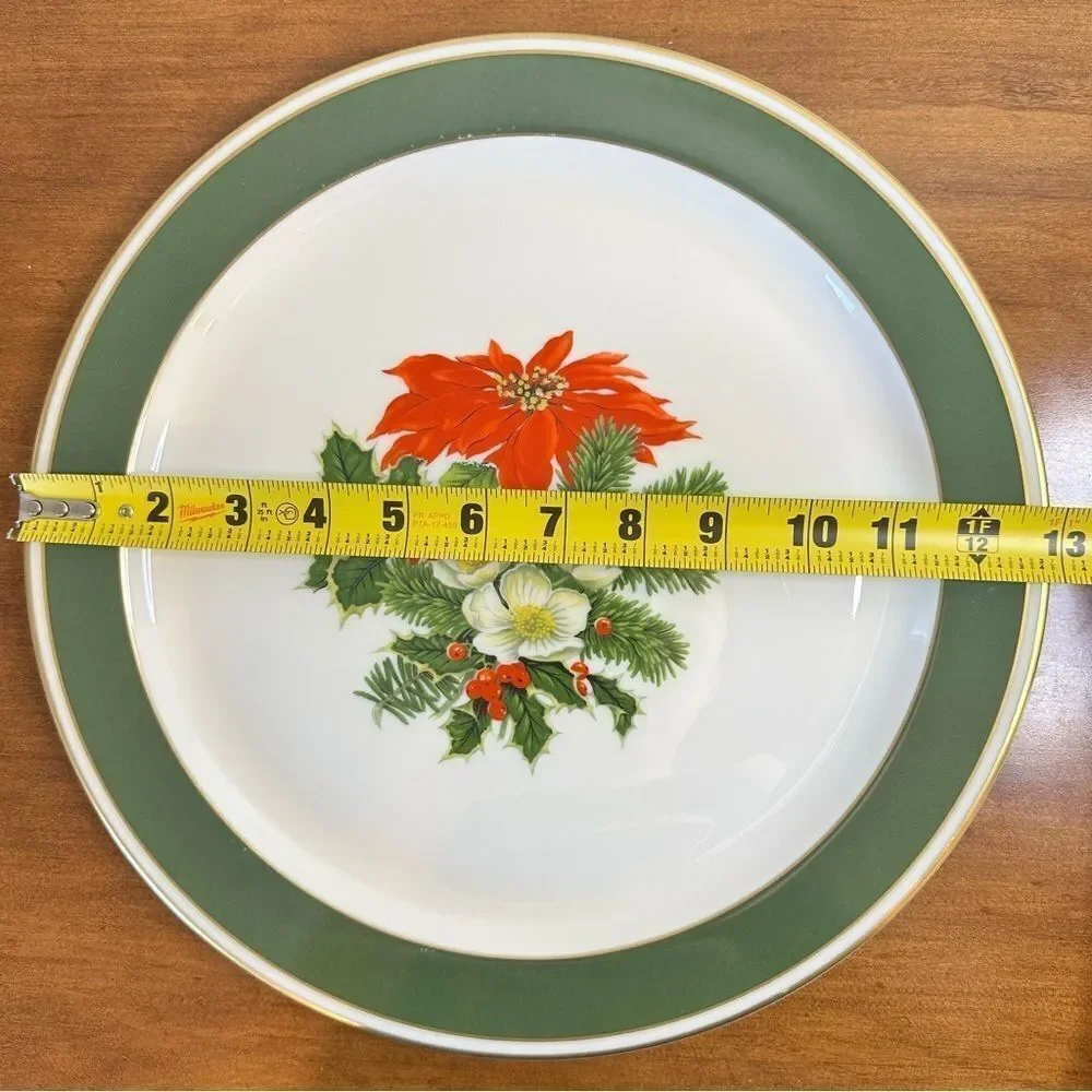 Pickard Hand Decorated Poinsettia Plate Platter Porcelain USA Holiday 12-7/8